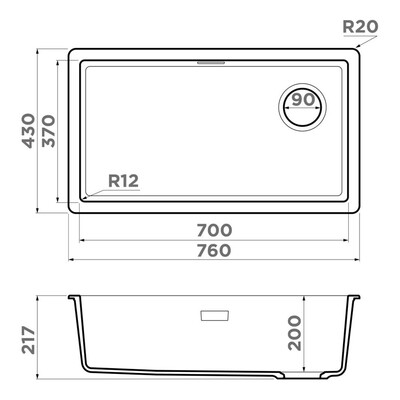 ��������� ����� ��� ����� Omoikiri Kata 76-U/I Side GR, ������� 4997589 � ���� 8